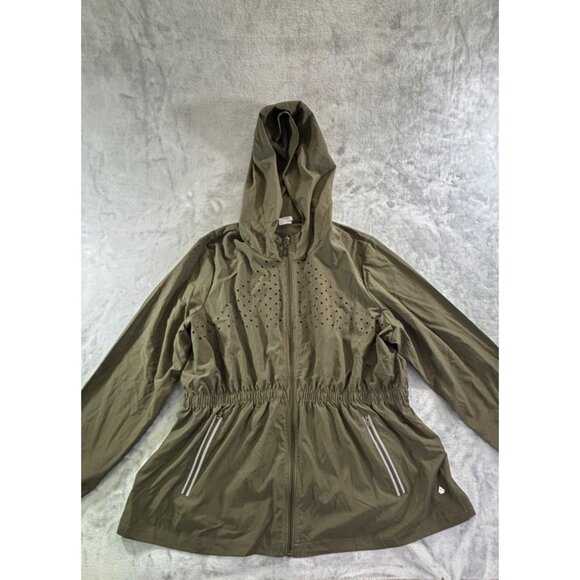 Cali Sport+ Jacket Women's 2X Olive Green Hooded w/Zipper and reflective pockets - Picture 6 of 7